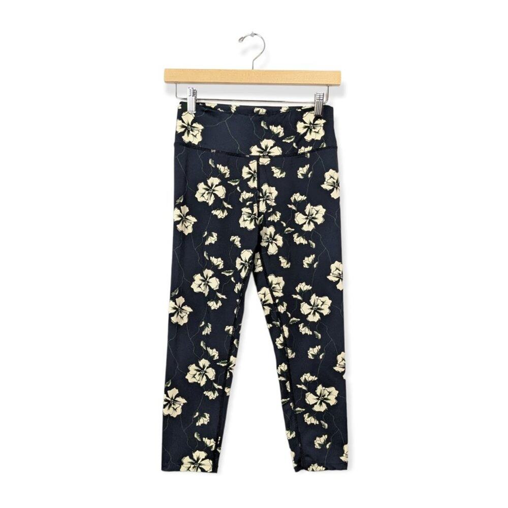 Sam Edelman Leggings S Bold Garden Green Floral Cropped Athletic Yoga